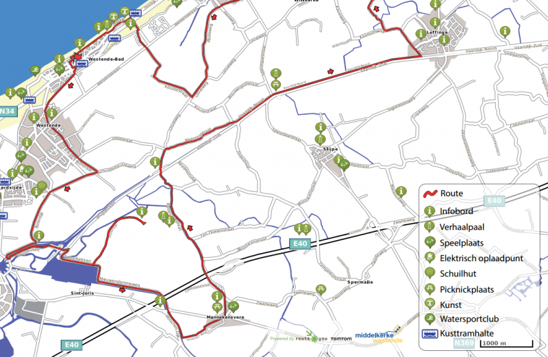 RouteKaart van Middelkerke met POIs